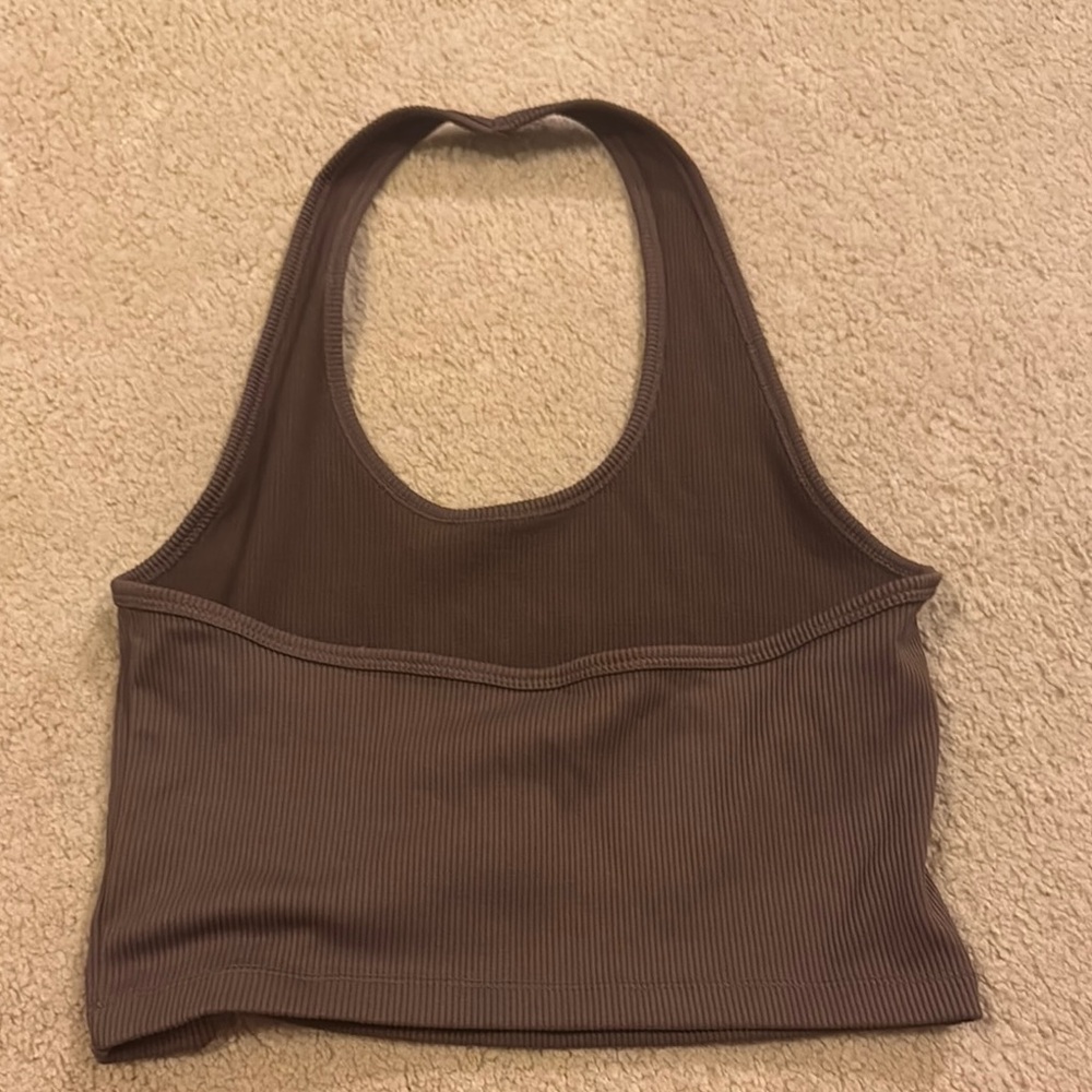 Brown Ribbed Halter Top - Picture 3 of 3